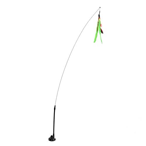 VINGVO Suction Cup Cat Toys for Indoor Cats, Cat Toy Handheld Teaser Wand Toy Interactive Cat Toy Hanging Door Kitten Toys for Kitty Kitten Scratching Exercise Indoor (Green - size: green feather