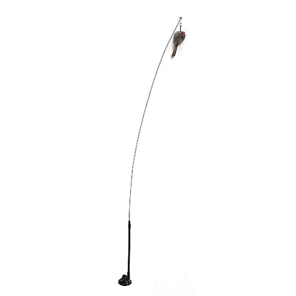 Funny Cat Wand Toys, Interactive Suction Cup Toy Handheld Teaser Wand Toy, Detachable Interactive Bird Toy Cat Feather Toys Cat Teaser Toy Cat Stick Toy Fun Exerciser Playing Toy for Cat(squirrel)