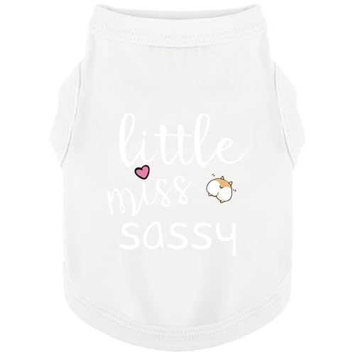 Paiaite Dog Clothes Fashionable Sleeveless Pet Vest: 'Little Miss Sassy' Printed Cotton Dog Shirt, Ideal for Small, Medium, and Large Breeds, Ensuring Comfort and Breathability White XS - color: White, size: XS-(2~6lb) | Chest(~13.7")