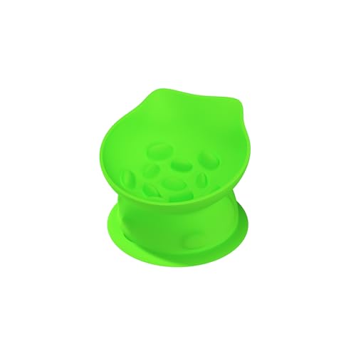 Slow Feed Cat Bowl, Elevated Cat Food Dish with Tilted Design, Dual-Use for Dry and Wet Food, Anti-Vomit, Anti-Choking, Easy to Clean - color: Green, size: Medium