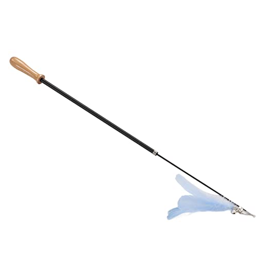 Retractable Cat Teaser Wand, 38.8in Telescopic Feather Toy with Carbon Fiber Rod and Bell for Indoor Kittens (Blue) - color: Blue