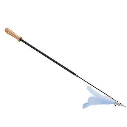 Retractable Cat Teaser Wand, 38.8in Telescopic Feather Toy with Carbon Fiber Rod and Bell for Indoor Kittens (Blue) - color: Blue
