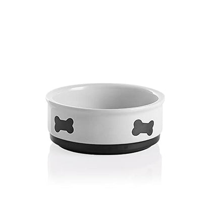Sweejar Ceramic Dog Bowls with Bone Pattern, Dog Food Dish for Small Dogs, Porcelain Pet Bowl for Water 16 Fl Oz (White) - color: White, style: Bone Pattern, 2 Cups (16 Fl Oz)
