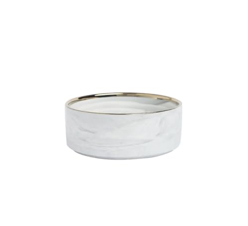 Ceramic Pet Bowl (Marble Design) Set of 2 with Stand, 2cups and 4 Cups Capacity (Marble Grey w/Gold, Small, 2 Cups per Bowl) - color: 1. S-Marble Grey Gold, Small, 2 cups per bowl