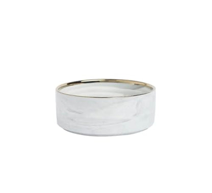Ceramic Pet Bowl (Marble Design) Set of 2 with Stand, 2cups and 4 Cups Capacity (Marble Grey w/Gold, Small, 2 Cups per Bowl) - color: 1. S-Marble Grey Gold, Small, 2 cups per bowl