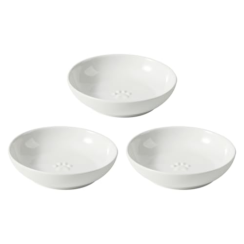 Havniva 5.7'' Ceramic Wide Whisker Friendly Cat Dishes, Set of 3 Ceramic Cat Bowls, Indoor Kitten Feeding Food& Water Dish to Prevent Whisker Fatigue(3 Pcs) - color: 3 Bowls- White
