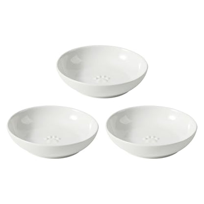 Havniva 5.7'' Ceramic Wide Whisker Friendly Cat Dishes, Set of 3 Ceramic Cat Bowls, Indoor Kitten Feeding Food& Water Dish to Prevent Whisker Fatigue(3 Pcs) - color: 3 Bowls- White