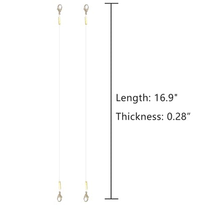 Fishing Line for Cat Feather Teaser, Pack of 2, Nylon Fishing Line with Hook, Cat Feather Toy Accessory, Good Toughness, Easy to Assemble (Clear, 23.6Inch)