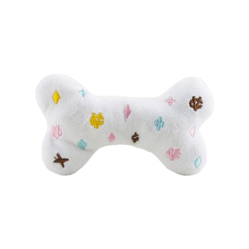 Haute Diggity Dog Chewy Vuiton Bone Plush Squeaky Dog Toy, Soft Durable Designer-Inspired Stuffed Puppy Chew Toys for Small & Medium Dogs, Machine-Washable (White) Small - color: White Bone, size: Small