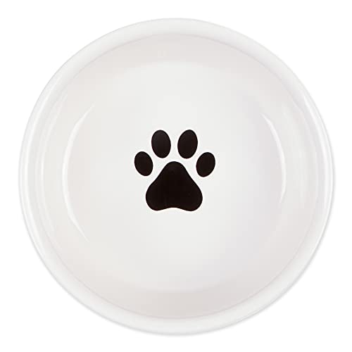 Bone Dry Ceramic Cat Bowls, Microwave & Dishwasher Safe, Small Set, 4.25x2, Black/White, 2 Count - color: Black/White, size: Small Set, 4.25x2"