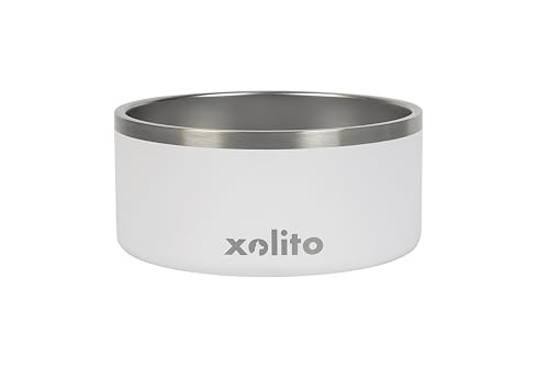 Xolito Pets Stainless Steel Dog Bowl 64 oz - Non-Slip Insulated Water Bowl for Large Dogs - Heavy Duty Double Wall Metal Feeder for Food & Water, Dishwasher Safe (White) - color: White
