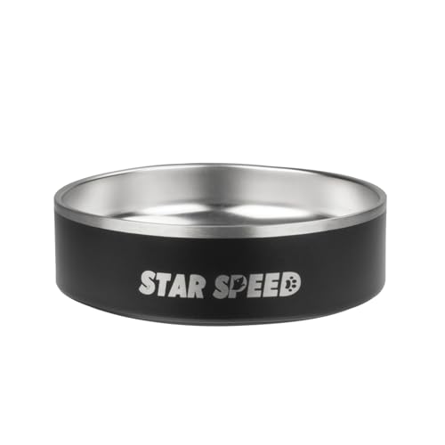 StarSpeed 24oz Stainless Steel Dog Bowls with Rubber Bottom Non-Slip Double Wall Metal Outdoor Dog Food and Water Bowls Weighted Insulated Pet Feeding Bowl for Small,Medium Sized Dogs or Cats - color: Black, size: 24oz