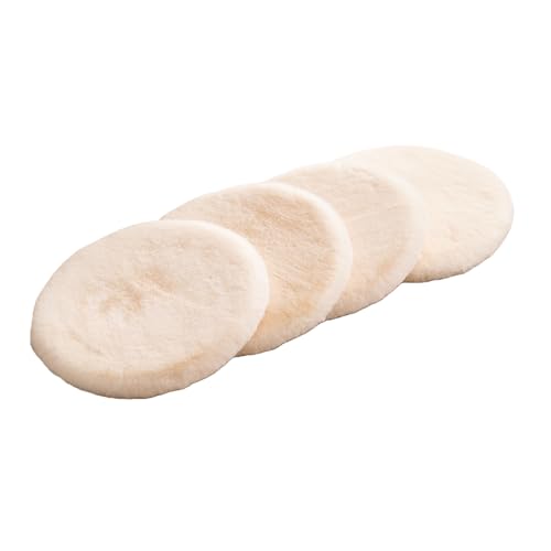 SHENGOCASE Round Faux Rabbit Fur Pet Bed Kneading Cushion, 16 inches, Cat Tree Tower Replacement Pad, 4-Pack (White) - color: Cream, size: 16"（4-pack）