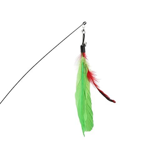 VINGVO Suction Cup Cat Toys for Indoor Cats, Cat Toy Handheld Teaser Wand Toy Interactive Cat Toy Hanging Door Kitten Toys for Kitty Kitten Scratching Exercise Indoor (Green - size: green feather