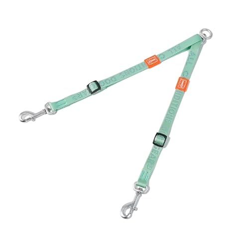Double Dog Leash, No Tangle 360° Swivel, Adjustable Two Padded Handles, Double Clip Dog Leash Coupler Splitter Breeds (Mint Green, 4/5'' x 0.9 FT, Ultralight) - color: MintGreen, size: Pro M/L