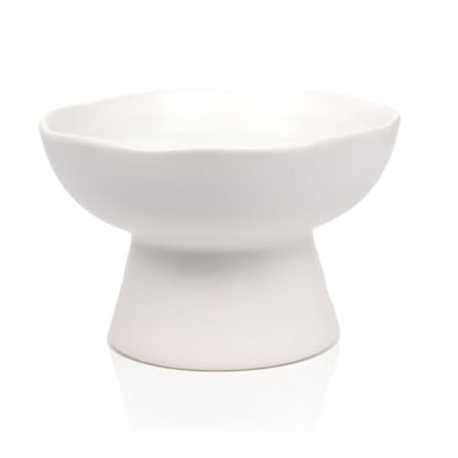 6.1" Wide 1.57" Deep Elevated Cat Water Bowls, Ceramic Raised Food Plate,Cat Feeder,Anti Vomiting Whisker Fatigue,White - color: White-Deep