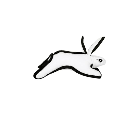 TUFFY World’s Tuffest Soft Dog Toy – Barnyard JR Series, Rabbit White with Squeakers - color: White Rabbit, size: Jr