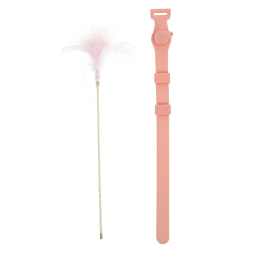 POPETPOP Cat Toy Feather Teaser Rod with Collar Kitten Teaser Toy for Indoor Play Exercise