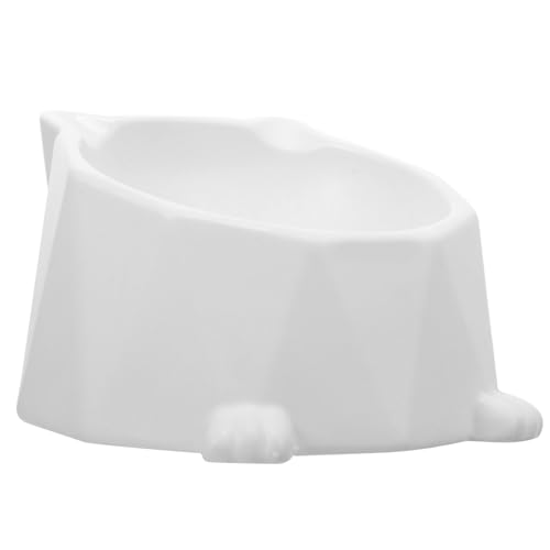 Kisangel Ceramic Raised Cat Bowl with Neck Protection, Elevated Kitten Feeding Dish, Whisker Relief Pet Food Bowl for Indoor Cats and Small Dogs
