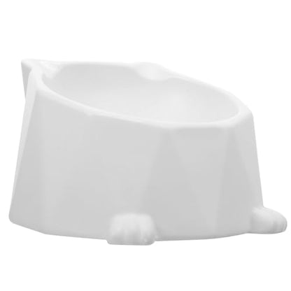 Kisangel Ceramic Raised Cat Bowl with Neck Protection, Elevated Kitten Feeding Dish, Whisker Relief Pet Food Bowl for Indoor Cats and Small Dogs