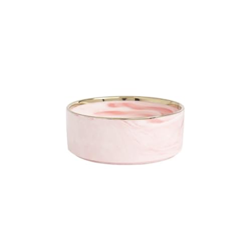 Ceramic Pet Bowl (Marble Design) Set of 2 with Stand, 2cups and 4 Cups Capacity (Marble Pink w/Gold, Small, 2 Cups per Bowl) - color: 2. S-Marble pink gold, Small, 2 cups per bowl