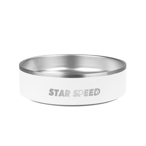 StarSpeed 24oz Stainless Steel Dog Bowls with Rubber Bottom Non-Slip Double Wall Metal Outdoor Dog Food and Water Bowls Weighted Insulated Pet Feeding Bowl for Small,Medium Sized Dogs or Cats - color: White, size: 24oz