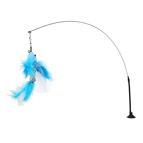VINGVO Suction Cup Cat Toys for Indoor Cats, Cat Toy Handheld Teaser Wand Toy Interactive Cat Toy Hanging Door Kitten Toys for Kitty Kitten Scratching Exercise Indoor (Blue - size: Blue Flying Fish