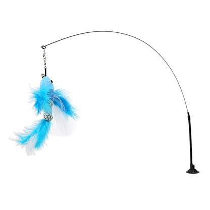 VINGVO Suction Cup Cat Toys for Indoor Cats, Cat Toy Handheld Teaser Wand Toy Interactive Cat Toy Hanging Door Kitten Toys for Kitty Kitten Scratching Exercise Indoor (Blue - size: Blue Flying Fish