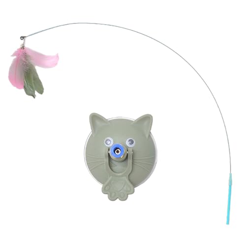 Bottone Strong Suction Cup Cats Teaser Stick Toy Chasing Interaction Teasing Feathered Wand Boredom Gift Exercise Toy - color: Green