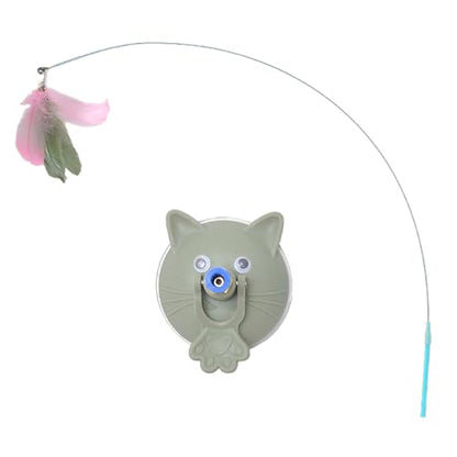 Bottone Strong Suction Cup Cats Teaser Stick Toy Chasing Interaction Teasing Feathered Wand Boredom Gift Exercise Toy - color: Green