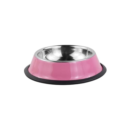 Cute Stainless Steel Dog Bowl, Practical Non-Slip Pet Food Water Bowl for Cats and Small Dogs, Portable Kitten Snack Feeding Bowls with Removable Rubber Base for Travel, Daily Use (Pink) - color: Pink