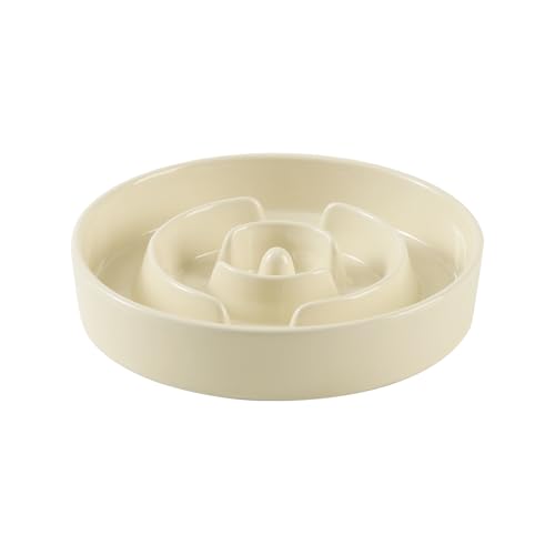 Havniva Ceramic Slow Feeder Dog Bowls, 1.2 Cups Dog Bowl Slow Feeding for Small and Medium Breed, 7.3inch Puzzle Dog Food Bowl Slow Feeder Non-Slip Anti-Gulping and Anti-Choking Reduces Bloating - color: 1 x Light Yellow-A, size: 7.3inch