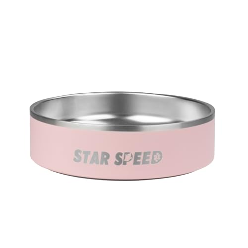 StarSpeed 24oz Stainless Steel Dog Bowls with Rubber Bottom Non-Slip Double Wall Metal Outdoor Dog Food and Water Bowls Weighted Insulated Pet Feeding Bowl for Small,Medium Sized Dogs or Cats - color: Pink, size: 24oz