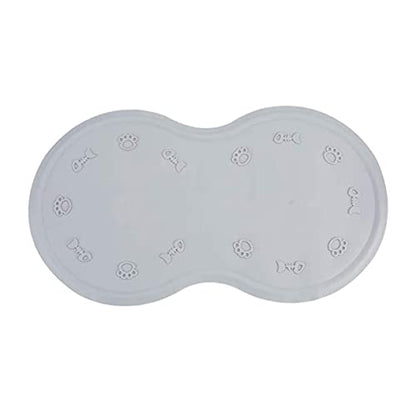 Silicone PET Feeding Mat Non-Slip Base Double Bowl Cat and Dog Food Pad Easy to Clean Waterproof and Sturdy Design for Indoor Use