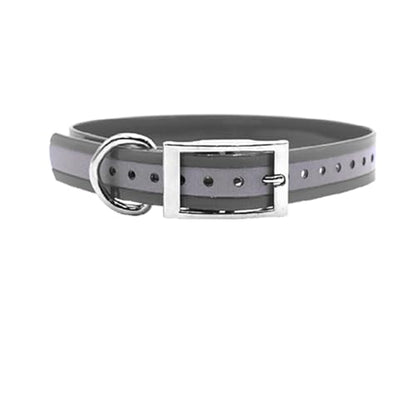 Outdoor Dog Supply Personalized 1" Reflective Silver Extra Long D-Ring Dog Collar with Custom 3/4" Brass Nameplate | Waterproof, Odor-Resistant, Adjustable for Large and Giant Breed Dogs - color: Silver
