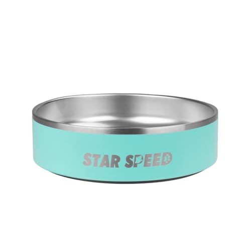 StarSpeed 24oz Stainless Steel Dog Bowls with Rubber Bottom Non-Slip Double Wall Metal Outdoor Dog Food and Water Bowls Weighted Insulated Pet Feeding Bowl for Small,Medium Sized Dogs or Cats - color: Light Green, size: 24oz