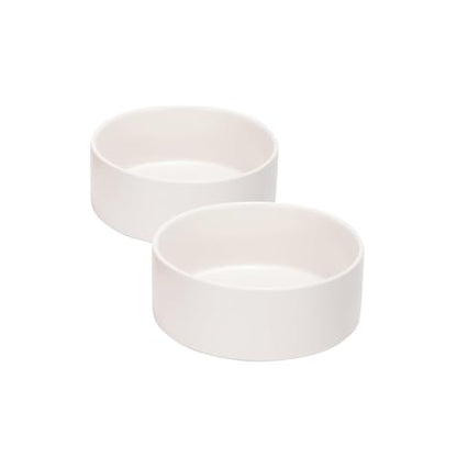 SPUNKYJUNKY 13.5OZ Ceramic Dog and Cat Bowl, Modern Cute Weighted Food Water Bowl for Replacement White (2 Pack) - color: White, size: 1.7 CUPS × 2