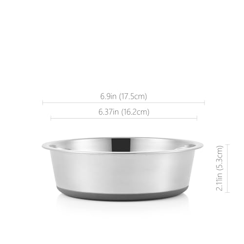 Stainless Steel Dog Bowls 2 Pack – 4 Cup Pet Food & Water Bowls with Non-Slip Rubber Base, Dishwasher Safe, for Medium Dogs & Large Cats - size: 4 Cup