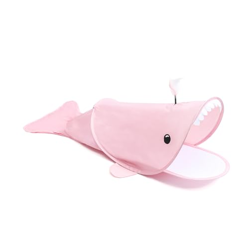 SENCONE Whale-Shaped Cat Tunnel Toy, Foldable Portable Waterproof Pet Tunnel for Indoor/Outdoot Curious Kittens, Cat Tube for Nap & Hideout, Easy to Store, Fun to Explore - color: whale