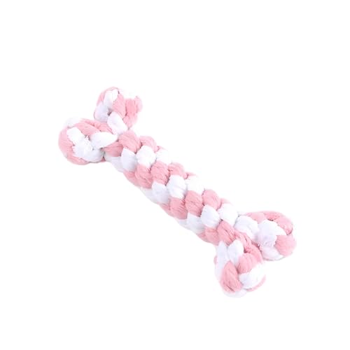 Dog Rope Toys Set with Bone-Shaped Chew Toy, Durable Cotton Rope Toys for Teething, Training, and Interactive Play for Small to Medium Dogs (Pink & White)