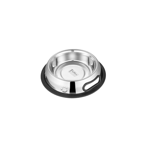 Jeffers Pet Embossed No Tip Anti-Skid Stainless Steel Dog Cat Puppy Kitten Bowls – Rubber Base Food Water Dish for Home Travel Camping Kennel, Durable Dishwasher Safe Feeding Bowl - 16 oz (1 Pint) - size: 16 oz (1 Pint)