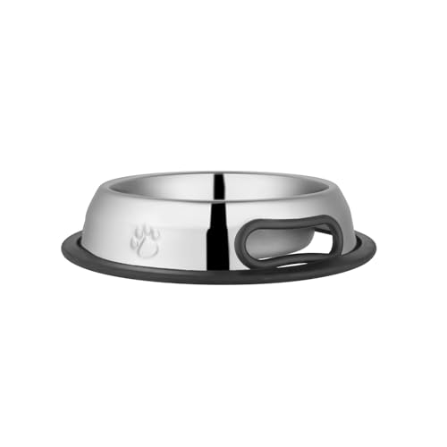 Jeffers Pet Embossed No Tip Anti-Skid Stainless Steel Pet Bowls for Dogs, Cats, Puppies, Kittens – Rubber Base, Food and Water Feeding Dish for Home, Travel, Camping, Kennels - 32 oz (1 Quart) - size: 32 oz (1 Quart)