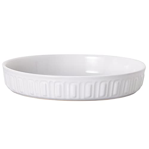 Fun Elements Shallow Dog Bowls, 10.5" Ceramic Large Food Plate for Small, Medium and Large Breeds, Non-Slip, Flat and Wide, Dishwasher Safe, Suitable for Dogs and Cats (White) - color: White, size: 10.5 inch