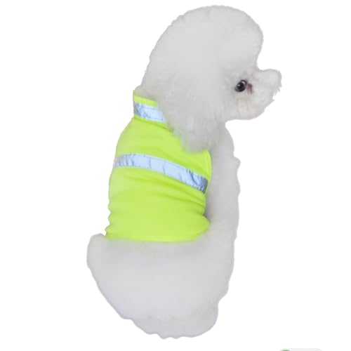 POPETPOP Dog Reflective Vest, High Visibility Dog Safety Service Vest, Adjustable Breathable Summer Clothes for Night Outdoor Hunting Walking (Fluorescent Yellow)