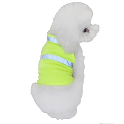 POPETPOP Dog Reflective Vest, High Visibility Dog Safety Service Vest, Adjustable Breathable Summer Clothes for Night Outdoor Hunting Walking (Fluorescent Yellow)