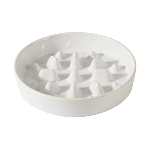 Havniva 1.6 Cup Slow Feeder Dog Bowls, 8.2” Ceramic Dog Slow Feeding Bowls for Medium Dogs Puzzle Dog Food Bowls for Fast Eater, Pet Slow Feeding Dish Non-Slip & Anti-Choking - color: 1 x White - C, size: L- 8.2inch / 1.6 Cups