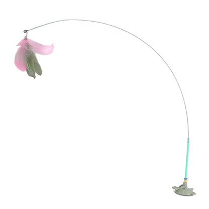 Interaction Suction Cup Cats Teasing Stick Toy for Cats Indoor Exercising Feathered Wand Hunting Rod Toy Cats Teasing Supply
