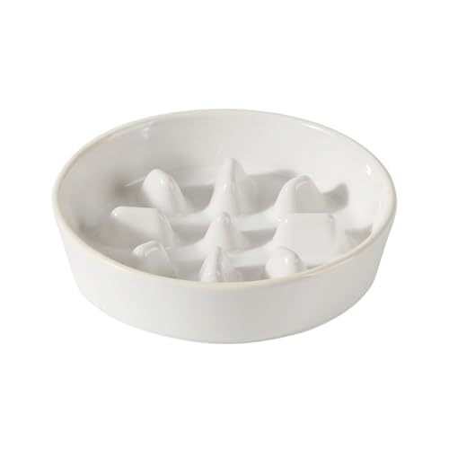 Havniva 1.2 Cup Slow Feeder Dog Bowls, 7.3” Ceramic Dog Slow Feeding Bowls for Small Dogs Puzzle Dog Food Bowls for Fast Eater, Pet Slow Feeding Dish Non-Slip & Anti-Choking - color: 1 x White - C, size: M- 7.3inch / 1.2 Cups