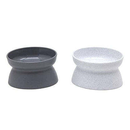 Kitty City Elevated Cat Bowls (Set of 2), Whisker-Friendly Raised Cat Food & Water Dishes, Modern Pedestal Design, Dishwasher Safe, 6.5 oz Each – White & Gray - size: Small