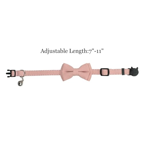 Breakaway Cat Collar, Removable Bowtie, Clear Bell, Safe Release, Quick Release.(Solid Pink) - color: Solid Pink